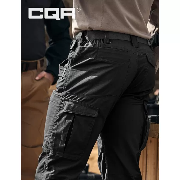 CQR Mens Utility Flex Cargo Pants ClassicFit Casual Stretch Work Pants Water Resistant Lightweight Tactical Hiking PantsCorsair Black