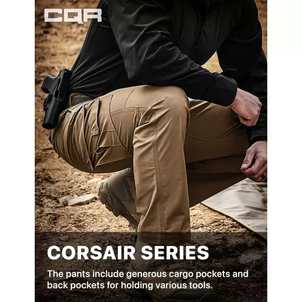 CQR Mens Utility Flex Cargo Pants ClassicFit Casual Stretch Work Pants Water Resistant Lightweight Tactical Hiking PantsCorsair Cougar