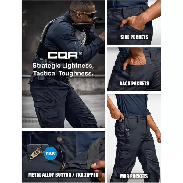 CQR Mens Utility Flex Cargo Pants ClassicFit Casual Stretch Work Pants Water Resistant Lightweight Tactical Hiking PantsCorsair Operator Navy