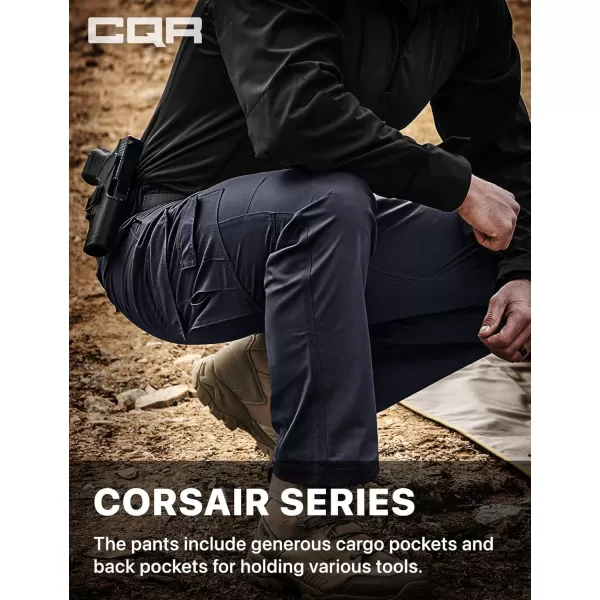 CQR Mens Utility Flex Cargo Pants ClassicFit Casual Stretch Work Pants Water Resistant Lightweight Tactical Hiking PantsCorsair Operator Navy