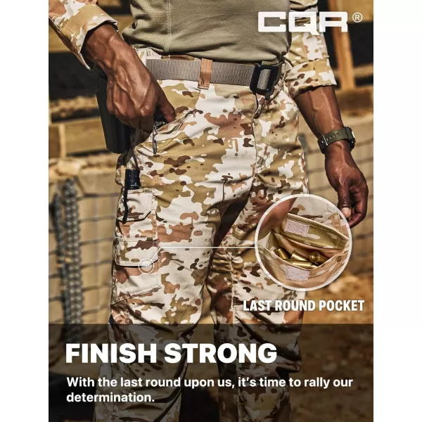 CQR Mens Utility Flex Cargo Pants ClassicFit Casual Stretch Work Pants Water Resistant Lightweight Tactical Hiking PantsCorsair Utility Camo Dune