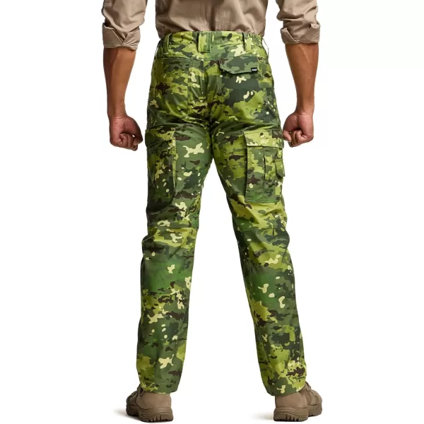 CQR Mens Utility Flex Cargo Pants ClassicFit Casual Stretch Work Pants Water Resistant Lightweight Tactical Hiking PantsCorsair Utility Camo Monsoon