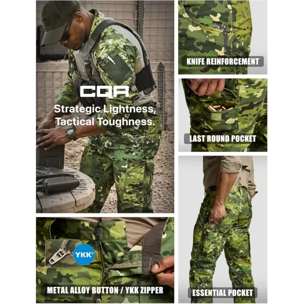 CQR Mens Utility Flex Cargo Pants ClassicFit Casual Stretch Work Pants Water Resistant Lightweight Tactical Hiking PantsCorsair Utility Camo Monsoon