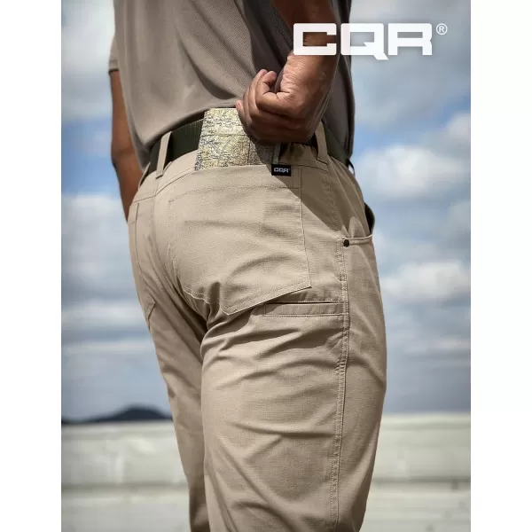 CQR Mens Utility Flex Cargo Pants ClassicFit Casual Stretch Work Pants Water Resistant Lightweight Tactical Hiking PantsNegotiator Alamo Khaki