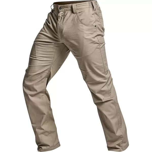 CQR Mens Utility Flex Cargo Pants ClassicFit Casual Stretch Work Pants Water Resistant Lightweight Tactical Hiking PantsNegotiator Alamo Khaki