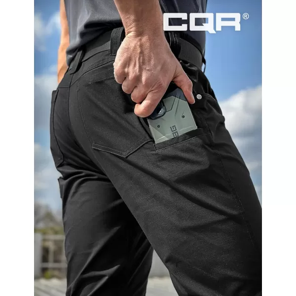 CQR Mens Utility Flex Cargo Pants ClassicFit Casual Stretch Work Pants Water Resistant Lightweight Tactical Hiking PantsNegotiator Black