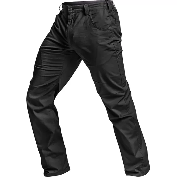 CQR Mens Utility Flex Cargo Pants ClassicFit Casual Stretch Work Pants Water Resistant Lightweight Tactical Hiking PantsNegotiator Black