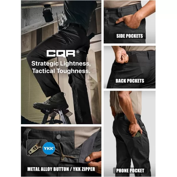 CQR Mens Utility Flex Cargo Pants ClassicFit Casual Stretch Work Pants Water Resistant Lightweight Tactical Hiking PantsNegotiator Black