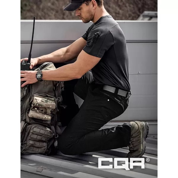 CQR Mens Utility Flex Cargo Pants ClassicFit Casual Stretch Work Pants Water Resistant Lightweight Tactical Hiking PantsNegotiator Black