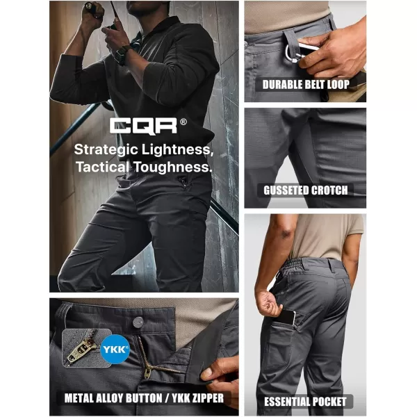 CQR Mens Utility Flex Cargo Pants ClassicFit Casual Stretch Work Pants Water Resistant Lightweight Tactical Hiking PantsNegotiator Charcoal