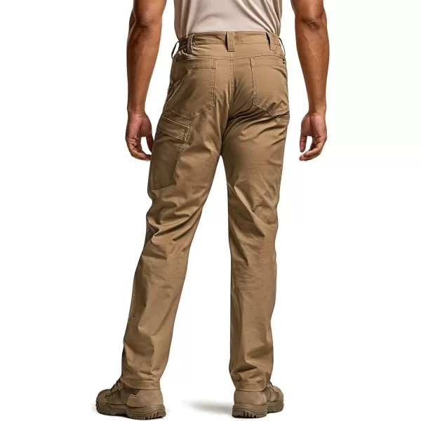 CQR Mens Utility Flex Cargo Pants ClassicFit Casual Stretch Work Pants Water Resistant Lightweight Tactical Hiking PantsNegotiator Cougar