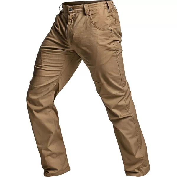 CQR Mens Utility Flex Cargo Pants ClassicFit Casual Stretch Work Pants Water Resistant Lightweight Tactical Hiking PantsNegotiator Cougar