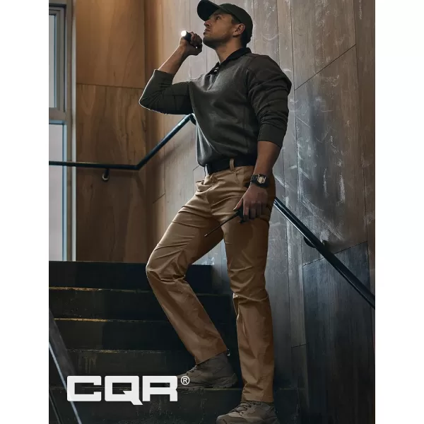 CQR Mens Utility Flex Cargo Pants ClassicFit Casual Stretch Work Pants Water Resistant Lightweight Tactical Hiking PantsNegotiator Cougar