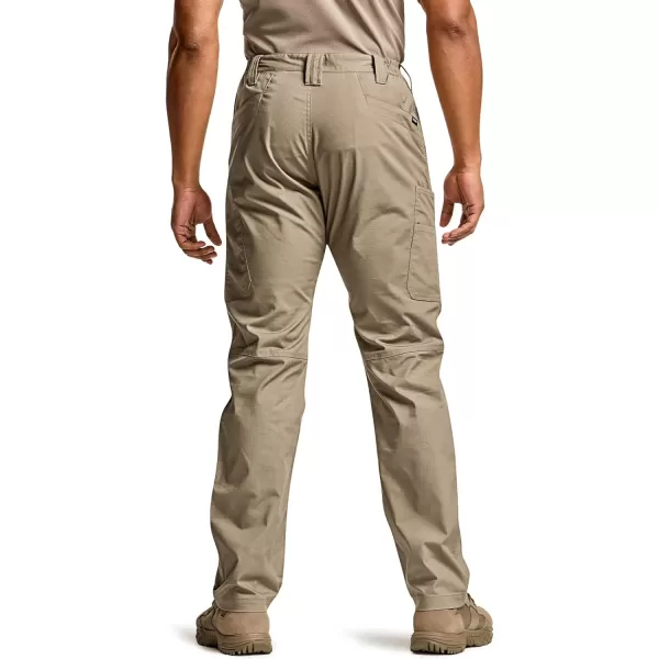 CQR Mens Utility Flex Cargo Pants ClassicFit Casual Stretch Work Pants Water Resistant Lightweight Tactical Hiking PantsSentinel Alamo Khaki