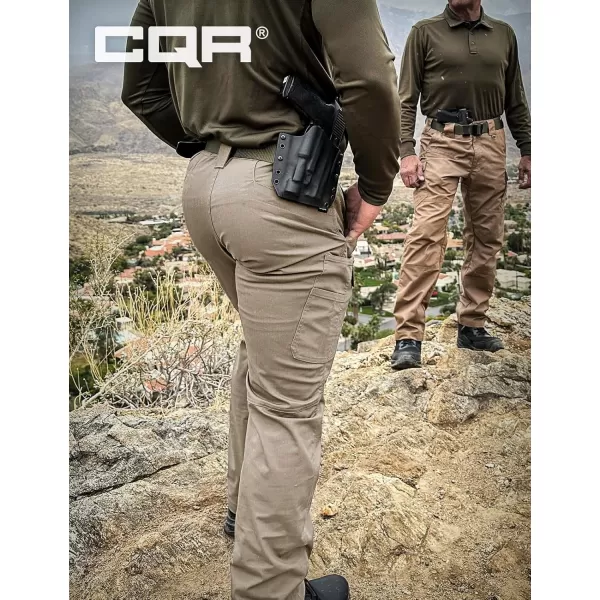 CQR Mens Utility Flex Cargo Pants ClassicFit Casual Stretch Work Pants Water Resistant Lightweight Tactical Hiking PantsSentinel Alamo Khaki