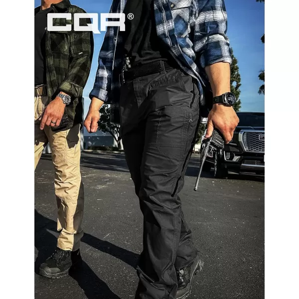 CQR Mens Utility Flex Cargo Pants ClassicFit Casual Stretch Work Pants Water Resistant Lightweight Tactical Hiking PantsSentinel Black