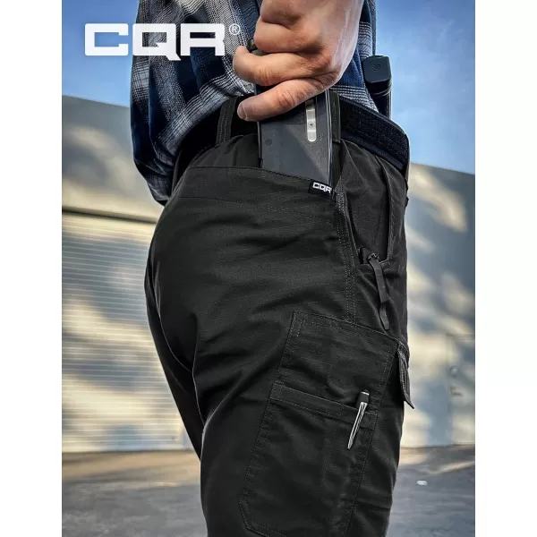 CQR Mens Utility Flex Cargo Pants ClassicFit Casual Stretch Work Pants Water Resistant Lightweight Tactical Hiking PantsSentinel Black