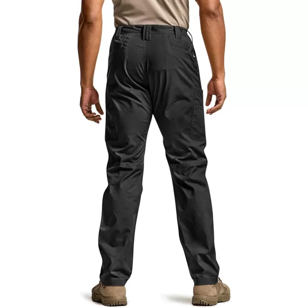 CQR Mens Utility Flex Cargo Pants ClassicFit Casual Stretch Work Pants Water Resistant Lightweight Tactical Hiking PantsSentinel Black