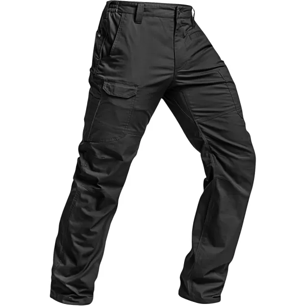 CQR Mens Utility Flex Cargo Pants ClassicFit Casual Stretch Work Pants Water Resistant Lightweight Tactical Hiking PantsSentinel Black