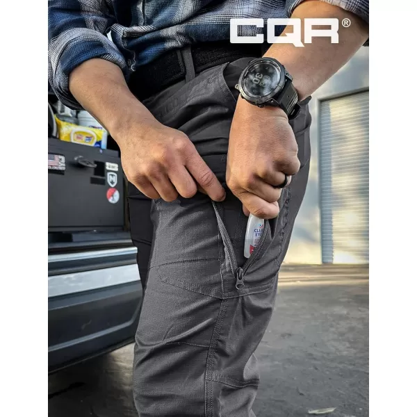 CQR Mens Utility Flex Cargo Pants ClassicFit Casual Stretch Work Pants Water Resistant Lightweight Tactical Hiking PantsSentinel Charcoal