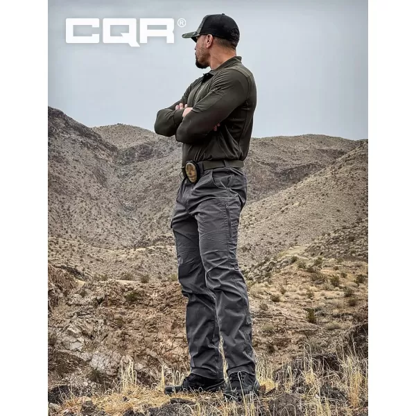 CQR Mens Utility Flex Cargo Pants ClassicFit Casual Stretch Work Pants Water Resistant Lightweight Tactical Hiking PantsSentinel Charcoal