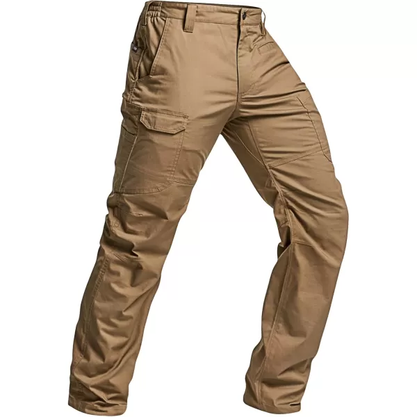 CQR Mens Utility Flex Cargo Pants ClassicFit Casual Stretch Work Pants Water Resistant Lightweight Tactical Hiking PantsSentinel Cougar