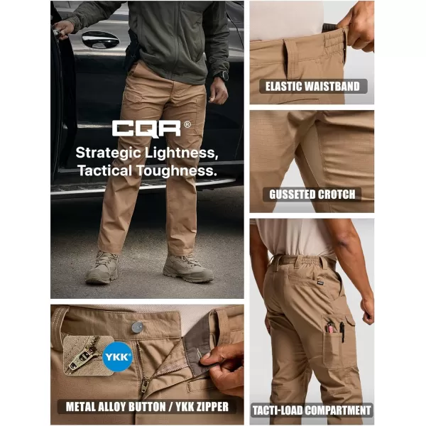 CQR Mens Utility Flex Cargo Pants ClassicFit Casual Stretch Work Pants Water Resistant Lightweight Tactical Hiking PantsSentinel Cougar