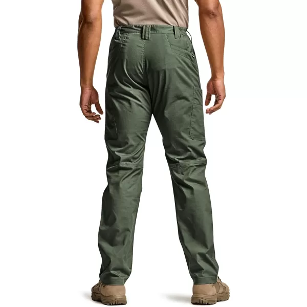 CQR Mens Utility Flex Cargo Pants ClassicFit Casual Stretch Work Pants Water Resistant Lightweight Tactical Hiking PantsSentinel Green Kelp