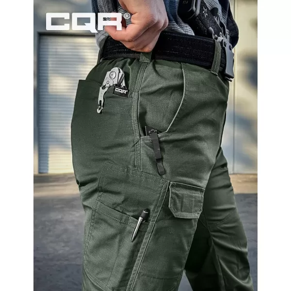 CQR Mens Utility Flex Cargo Pants ClassicFit Casual Stretch Work Pants Water Resistant Lightweight Tactical Hiking PantsSentinel Green Kelp