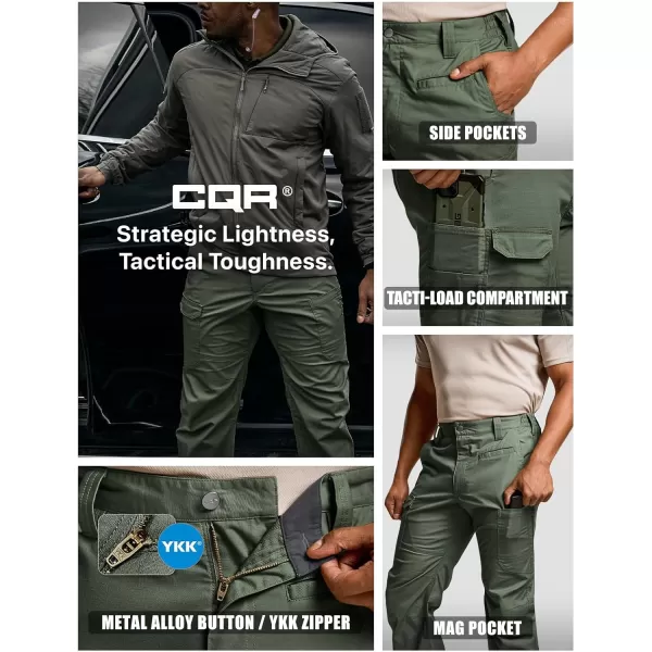 CQR Mens Utility Flex Cargo Pants ClassicFit Casual Stretch Work Pants Water Resistant Lightweight Tactical Hiking PantsSentinel Green Kelp