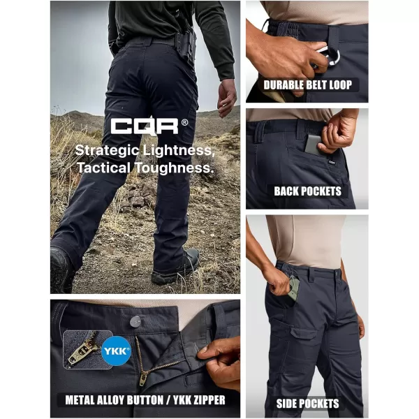 CQR Mens Utility Flex Cargo Pants ClassicFit Casual Stretch Work Pants Water Resistant Lightweight Tactical Hiking PantsSentinel Operator Navy