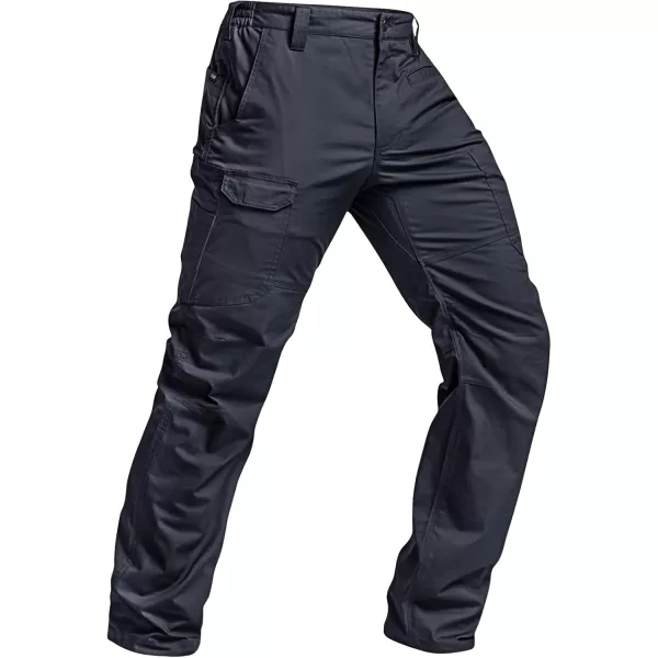 CQR Mens Utility Flex Cargo Pants ClassicFit Casual Stretch Work Pants Water Resistant Lightweight Tactical Hiking PantsSentinel Operator Navy