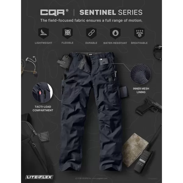 CQR Mens Utility Flex Cargo Pants ClassicFit Casual Stretch Work Pants Water Resistant Lightweight Tactical Hiking PantsSentinel Operator Navy