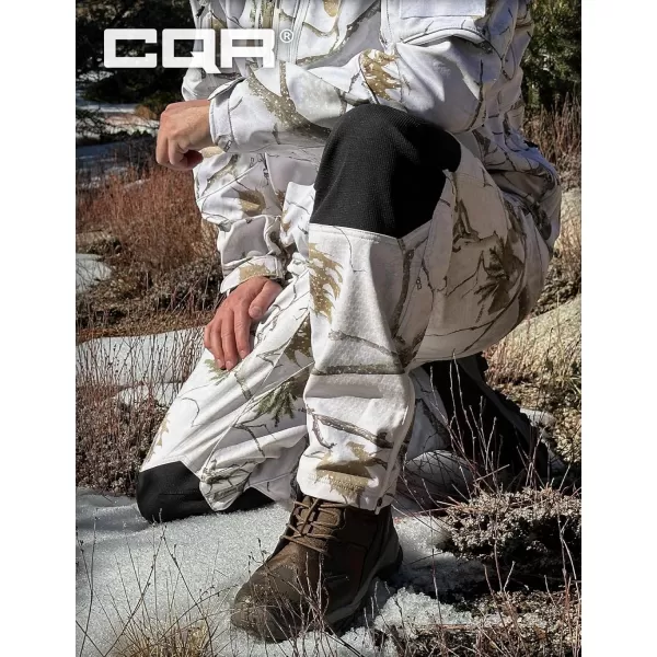 CQR Mens Winter Waterproof Tactical Pants Softshell Fleece Lined Snow Ski Cargo Pants Thermal Outdoor Hiking Work PantsExpedition Winter Hunting Camo