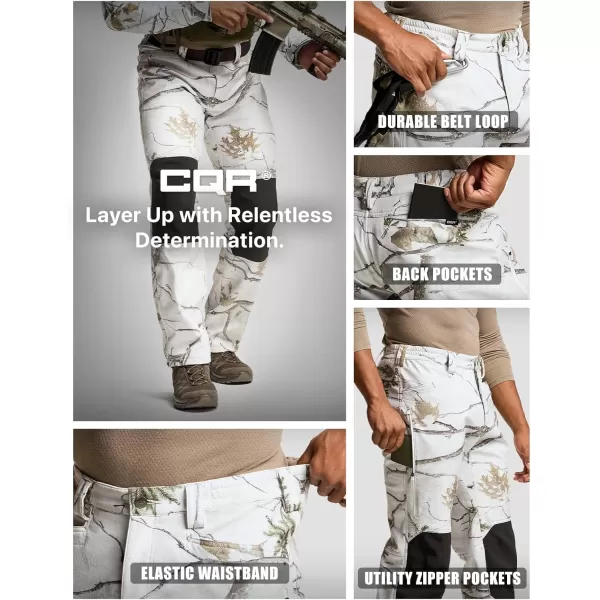 CQR Mens Winter Waterproof Tactical Pants Softshell Fleece Lined Snow Ski Cargo Pants Thermal Outdoor Hiking Work PantsExpedition Winter Hunting Camo