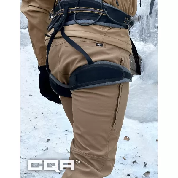 CQR Mens Winter Waterproof Tactical Pants Softshell Fleece Lined Snow Ski Cargo Pants Thermal Outdoor Hiking Work PantsRecon Coyote