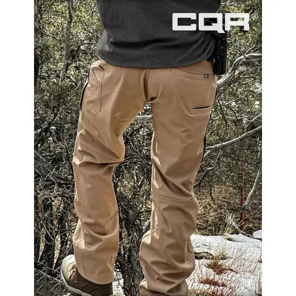 CQR Mens Winter Waterproof Tactical Pants Softshell Fleece Lined Snow Ski Cargo Pants Thermal Outdoor Hiking Work PantsRecon Coyote