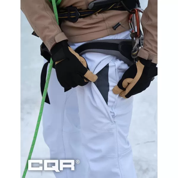 CQR Mens Winter Waterproof Tactical Pants Softshell Fleece Lined Snow Ski Cargo Pants Thermal Outdoor Hiking Work PantsRecon White