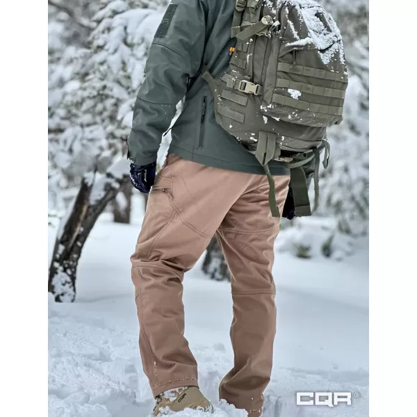 CQR Mens Winter Waterproof Tactical Pants Softshell Fleece Lined Snow Ski Cargo Pants Thermal Outdoor Hiking Work PantsSide Zipper Pocket Coyote