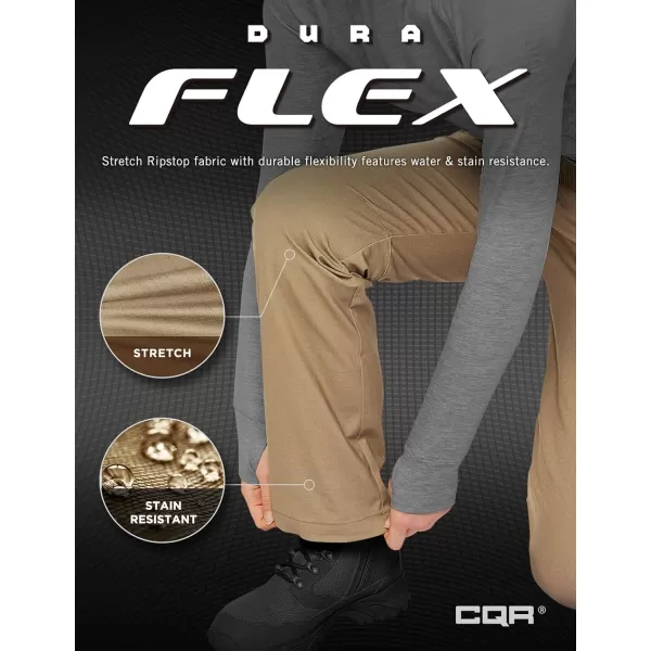 CQR Womens Flex Stretch Tactical Pants Outdoor Hiking Pants with Pockets Water Resistant Ripstop Work PantsFlexy Stratight Khaki