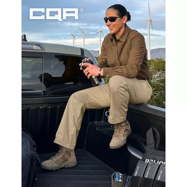 CQR Womens Flex Stretch Tactical Pants Outdoor Hiking Pants with Pockets Water Resistant Ripstop Work PantsSub Rosa Alamo Khaki