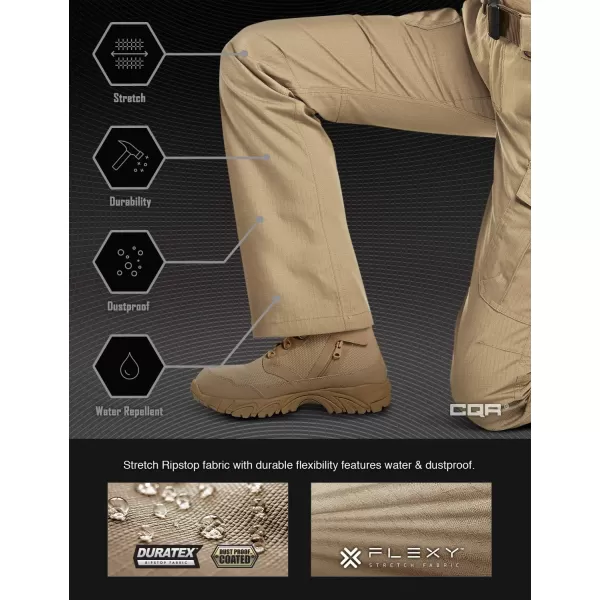 CQR Womens Flex Stretch Tactical Pants Water Resistant Ripstop Work Pants Outdoor Hiking Cargo Pants with PocketsFlexy Multi Pockets Khaki