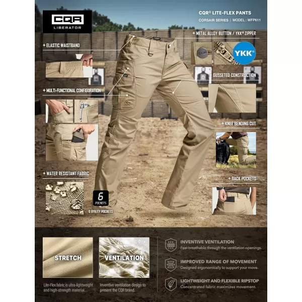 CQR Womens Flex Stretch Tactical Pants Water Resistant Ripstop Work Pants Outdoor Hiking Cargo Pants with PocketsVanguard Alamo Khaki