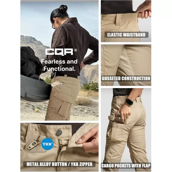 CQR Womens Flex Stretch Tactical Pants Water Resistant Ripstop Work Pants Outdoor Hiking Cargo Pants with PocketsVanguard Alamo Khaki