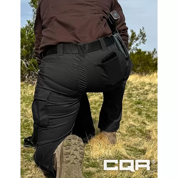 CQR Womens Flex Stretch Tactical Pants Water Resistant Ripstop Work Pants Outdoor Hiking Cargo Pants with PocketsVanguard Black