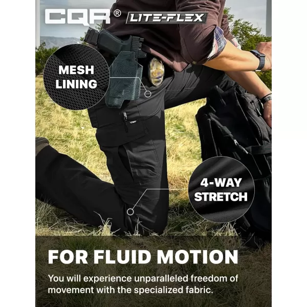 CQR Womens Flex Stretch Tactical Pants Water Resistant Ripstop Work Pants Outdoor Hiking Cargo Pants with PocketsVanguard Black