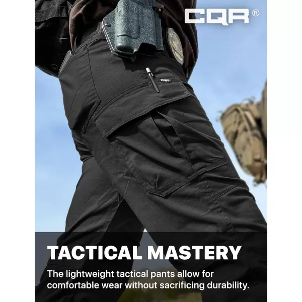 CQR Womens Flex Stretch Tactical Pants Water Resistant Ripstop Work Pants Outdoor Hiking Cargo Pants with PocketsVanguard Black