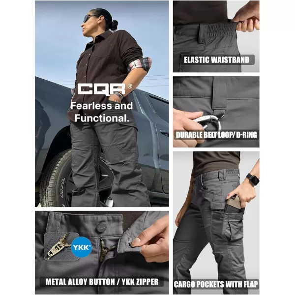 CQR Womens Flex Stretch Tactical Pants Water Resistant Ripstop Work Pants Outdoor Hiking Cargo Pants with PocketsVanguard Charcoal