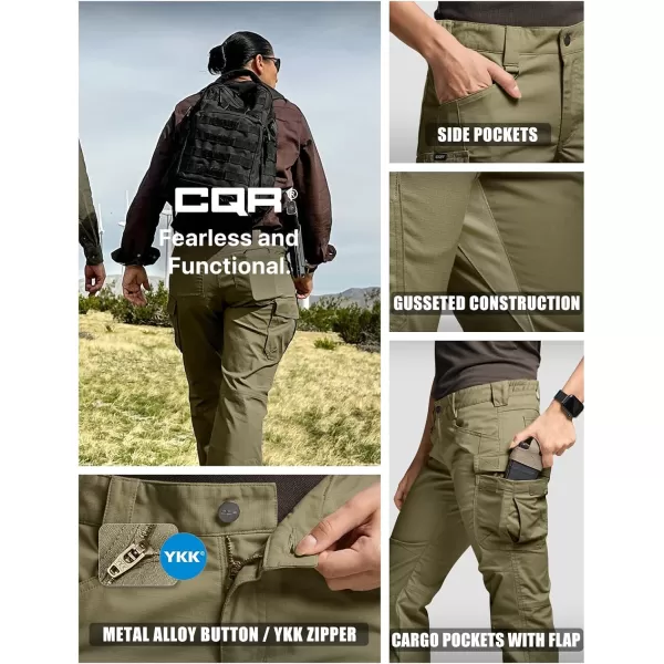 CQR Womens Flex Stretch Tactical Pants Water Resistant Ripstop Work Pants Outdoor Hiking Cargo Pants with PocketsVanguard Soil Green