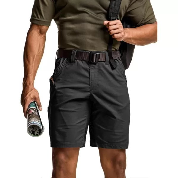 CQR Mens Flex Casual Cargo Shorts Lightweight Water Resistant Golf Shorts Stretch Tactical Work Shorts with MultiPocketNegotiator Black